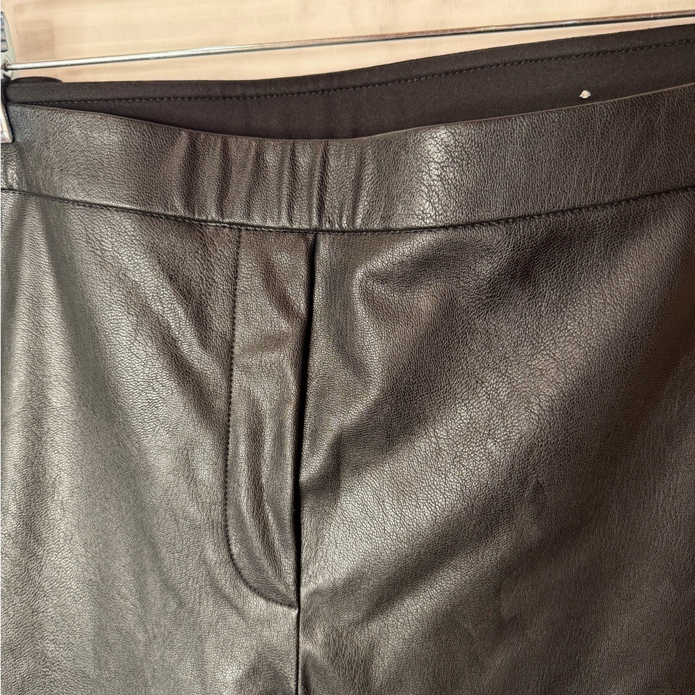 Chico’s Faux Black Leather Front Pants 3/16 Stretch Back-side - Picture 4 of 8